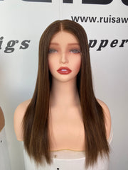 Slavic human hair sheitel wig Long Straight